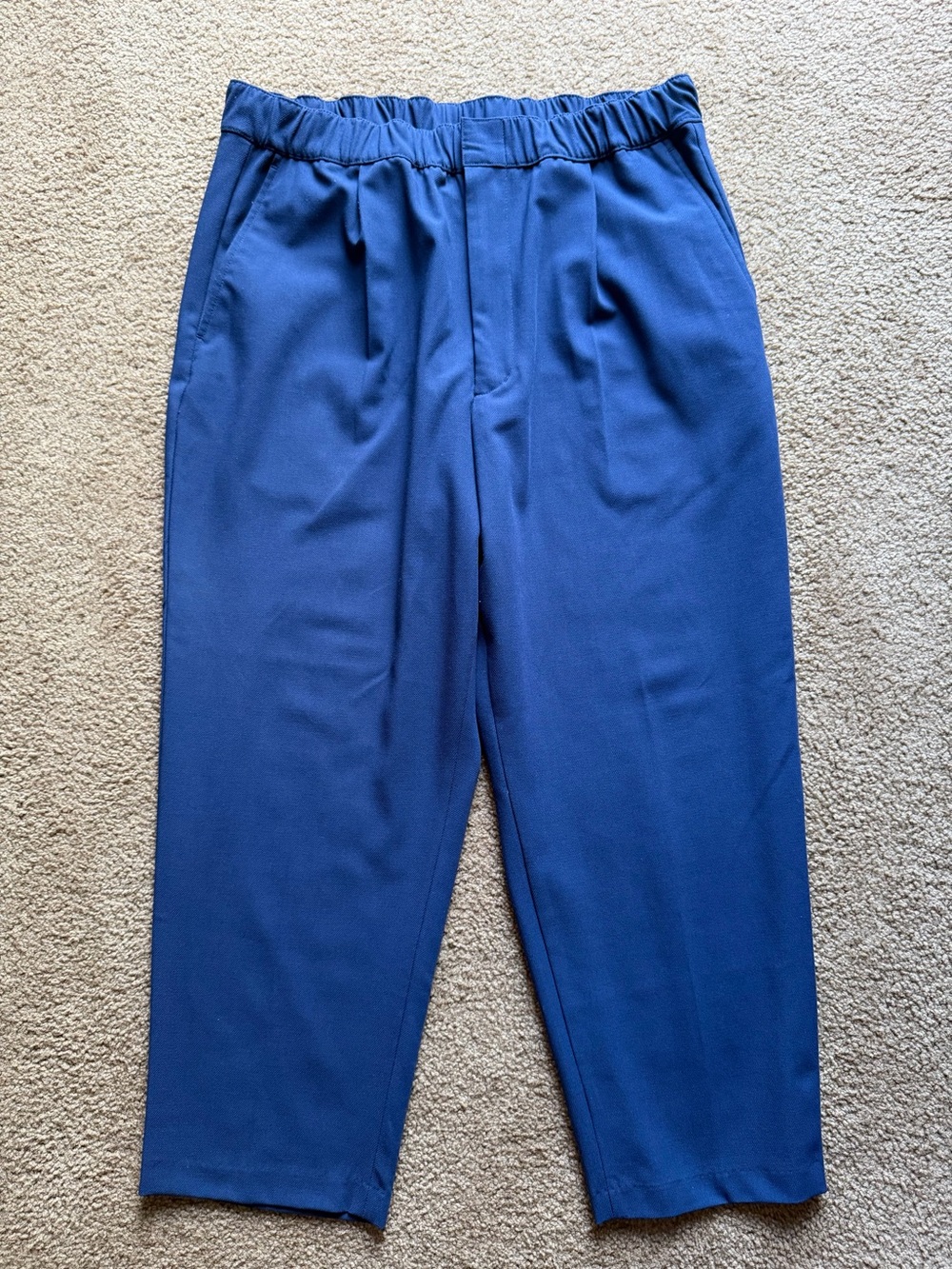 Elastic Waist Tapered Dress Pants - Royal Blue